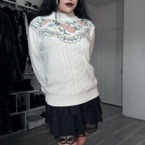 🌸 Grandmacore Coquette Retro Sweater